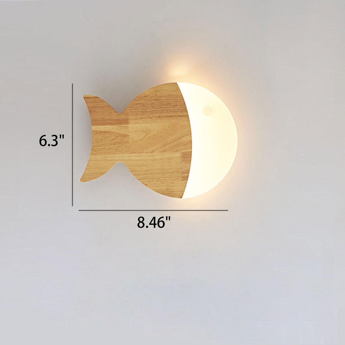 Yolandine Nordic Oak Acrylic Fish Wall Sconce for Bedside Reading and Study