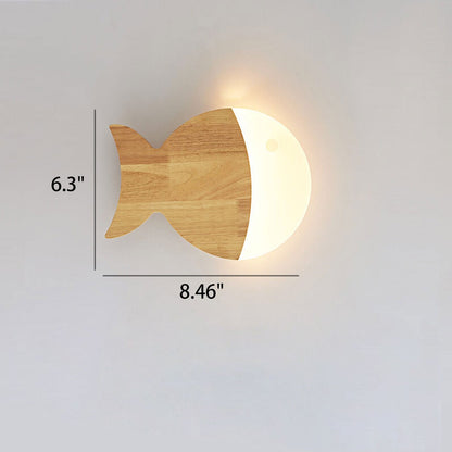 Yolandine Nordic Oak Acrylic Fish Wall Sconce for Bedside Reading and Study