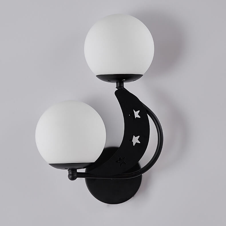 Zabrielle Nordic Iron Glass Globe Wall Sconce with Moon and Star Cutouts