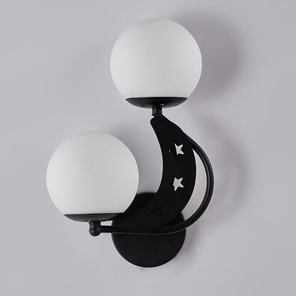 Zabrielle Nordic Iron Glass Globe Wall Sconce with Moon and Star Cutouts