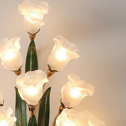Baldassare Modern Iron Glass Flower LED Wall Sconce for Statement Living Room Lighting