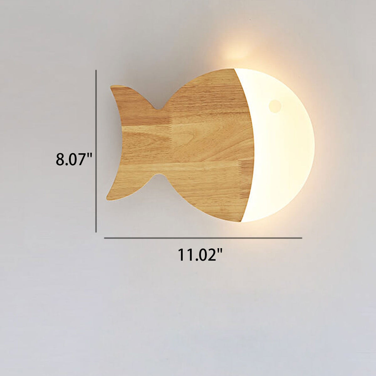 Yolandine Nordic Oak Acrylic Fish Wall Sconce for Bedside Reading and Study