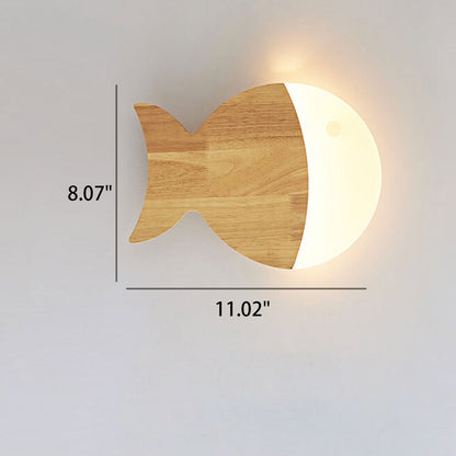 Yolandine Nordic Oak Acrylic Fish Wall Sconce for Bedside Reading and Study