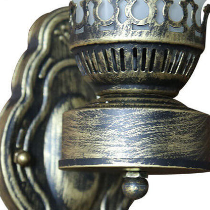 Briolette Retro Bronze Metal Glass Wall Sconce Kerosene-Style for Entryway Ambiance