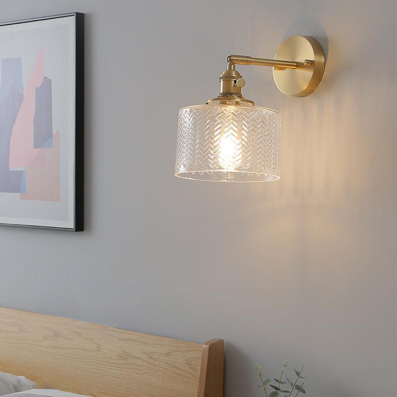 Verrocchio Nordic Brass Cylinder Wall Sconce for Headboard and Hallway Lighting