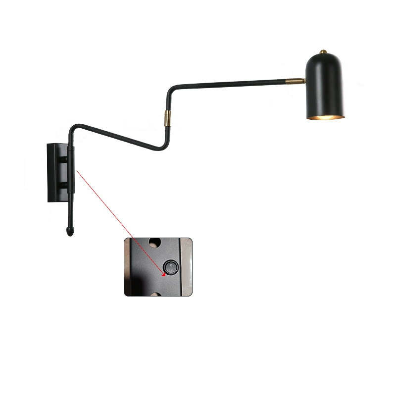 Noemie Nordic Iron Swing Arm Wall Sconce with Long Pole Reach