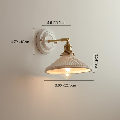 Maribelle Traditional Brass Round Ceramic Wall Sconce for Bedroom and Living Room
