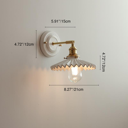 Maribelle Traditional Brass Round Ceramic Wall Sconce for Bedroom and Living Room