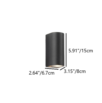 Palladine Minimalist Black Aluminum Cylinder Wall Light Waterproof for Outdoor Patio