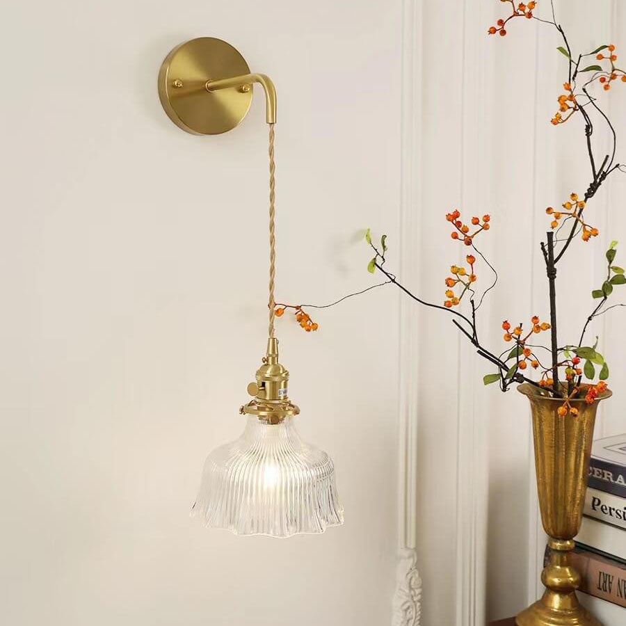 Bellarose Minimalist Copper Wall Sconce with Glass Shade for Hallway Lighting