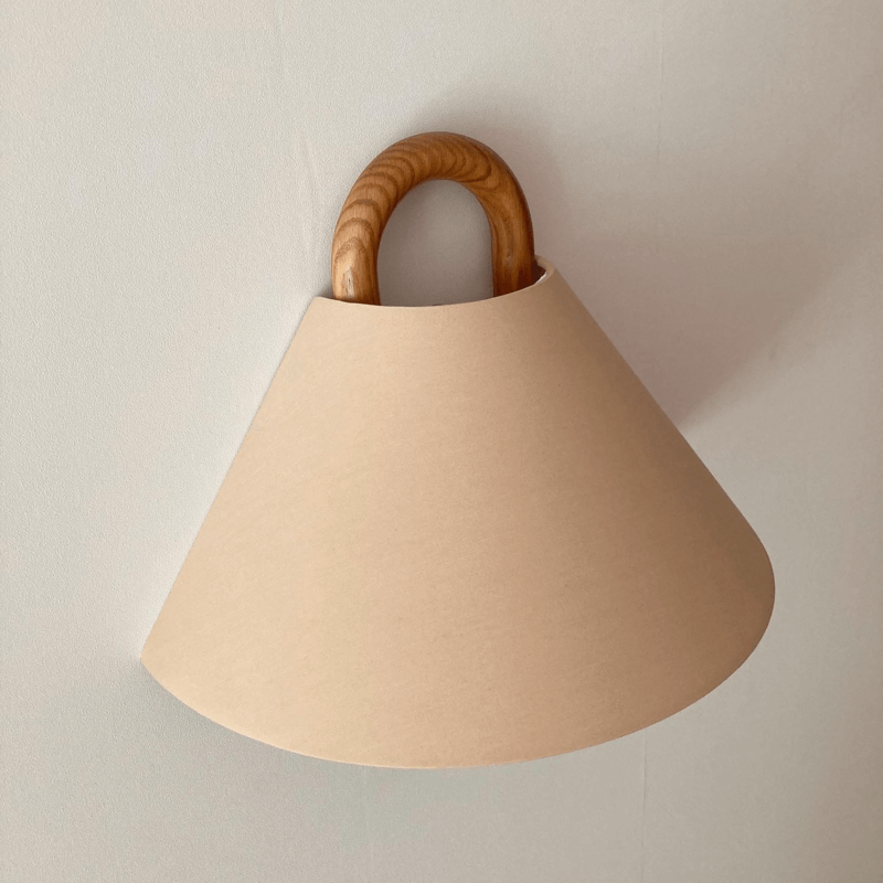 Halcyra Modern Beechwood Fabric Shade Wall Sconce for Hallway and Stairwell Lighting