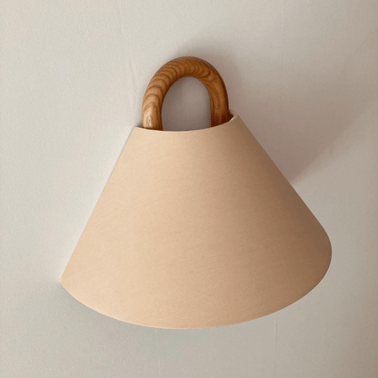 Halcyra Modern Beechwood Fabric Shade Wall Sconce for Hallway and Stairwell Lighting
