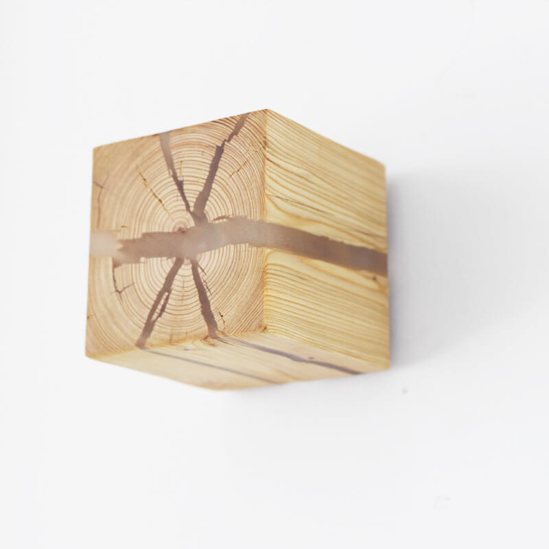 Dorienne Modern Cracked Wood Square Wall Sconce for Bedside and Mirror Lighting