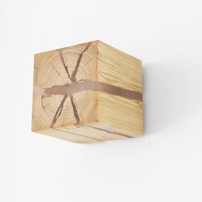 Dorienne Modern Cracked Wood Square Wall Sconce for Bedside and Mirror Lighting