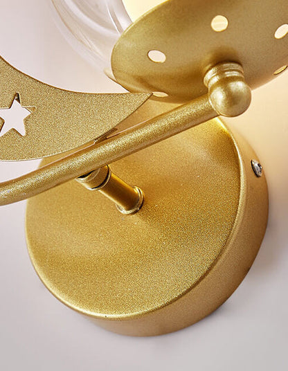 Zabrielle Nordic Iron Glass Globe Wall Sconce with Moon and Star Cutouts