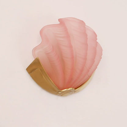 Kirielle Art Deco Brass Wall Sconce with Shell-Shaped Glass Shade for Bedroom