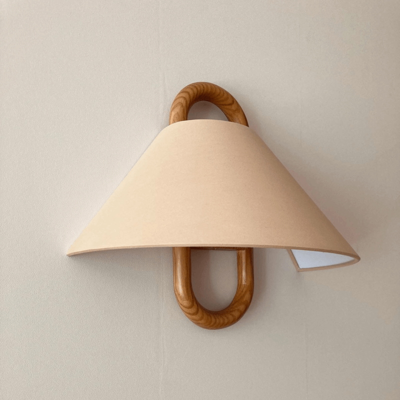 Halcyra Modern Beechwood Fabric Shade Wall Sconce for Hallway and Stairwell Lighting