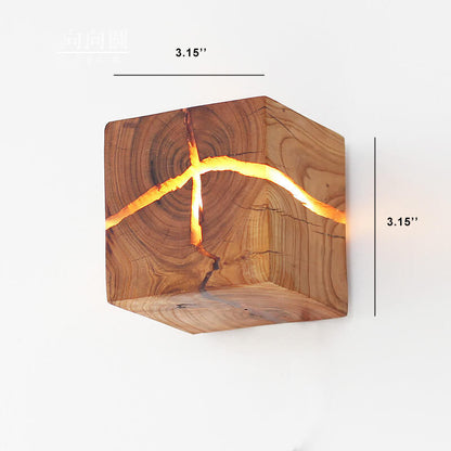 Dorienne Modern Cracked Wood Square Wall Sconce for Bedside and Mirror Lighting