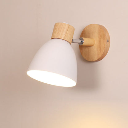 Yvonelle Minimalist Iron Wood Wall Sconce with Zipper Switch for Colorful Hallway Accent
