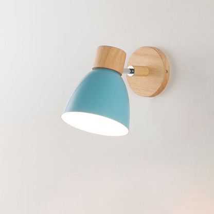 Yvonelle Minimalist Iron Wood Wall Sconce with Zipper Switch for Colorful Hallway Accent