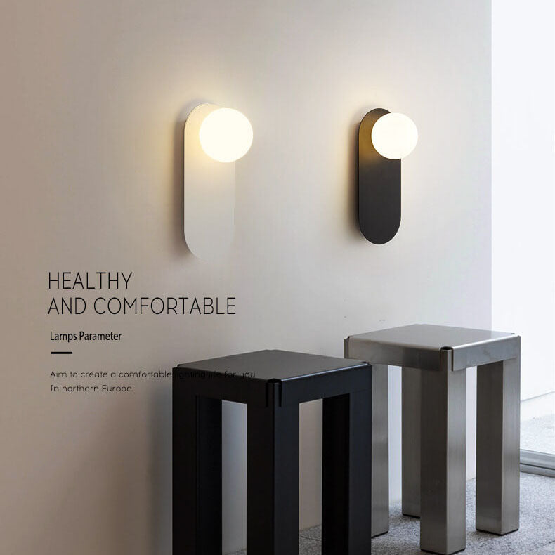 Elowen Minimalist Metal Ring Wall Sconce with Glass Shade for Hallway Lighting