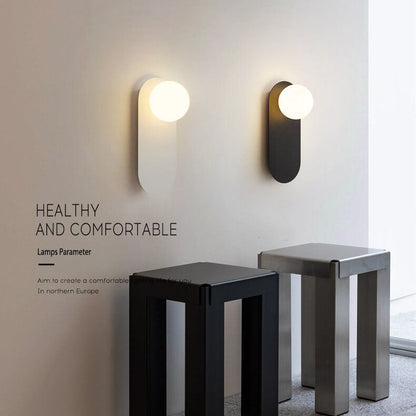 Elowen Minimalist Metal Ring Wall Sconce with Glass Shade for Hallway Lighting