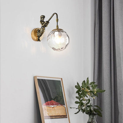 Giavanna Vintage Metal Wall Sconce with Glass Shade for Hallway and Entryway Lighting