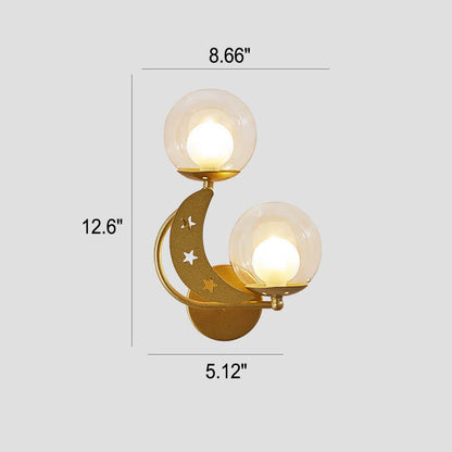 Zabrielle Nordic Iron Glass Globe Wall Sconce with Moon and Star Cutouts