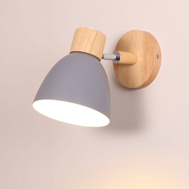 Yvonelle Minimalist Iron Wood Wall Sconce with Zipper Switch for Colorful Hallway Accent