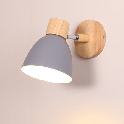 Yvonelle Minimalist Iron Wood Wall Sconce with Zipper Switch for Colorful Hallway Accent