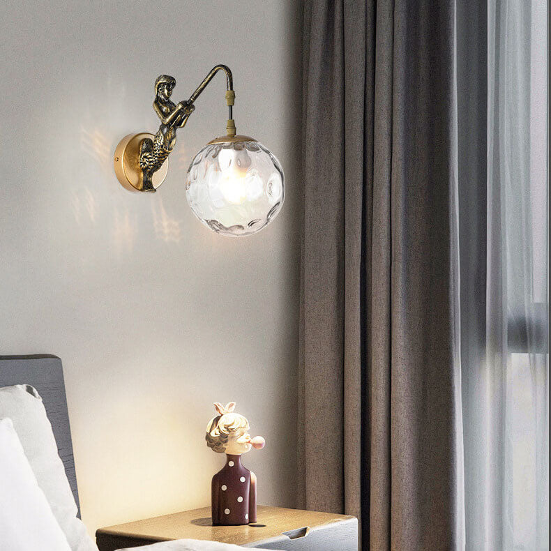 Giavanna Vintage Metal Wall Sconce with Glass Shade for Hallway and Entryway Lighting