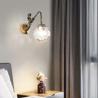 Giavanna Vintage Metal Wall Sconce with Glass Shade for Hallway and Entryway Lighting