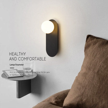 Elowen Minimalist Metal Ring Wall Sconce with Glass Shade for Hallway Lighting