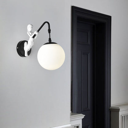 Giavanna Vintage Metal Wall Sconce with Glass Shade for Hallway and Entryway Lighting