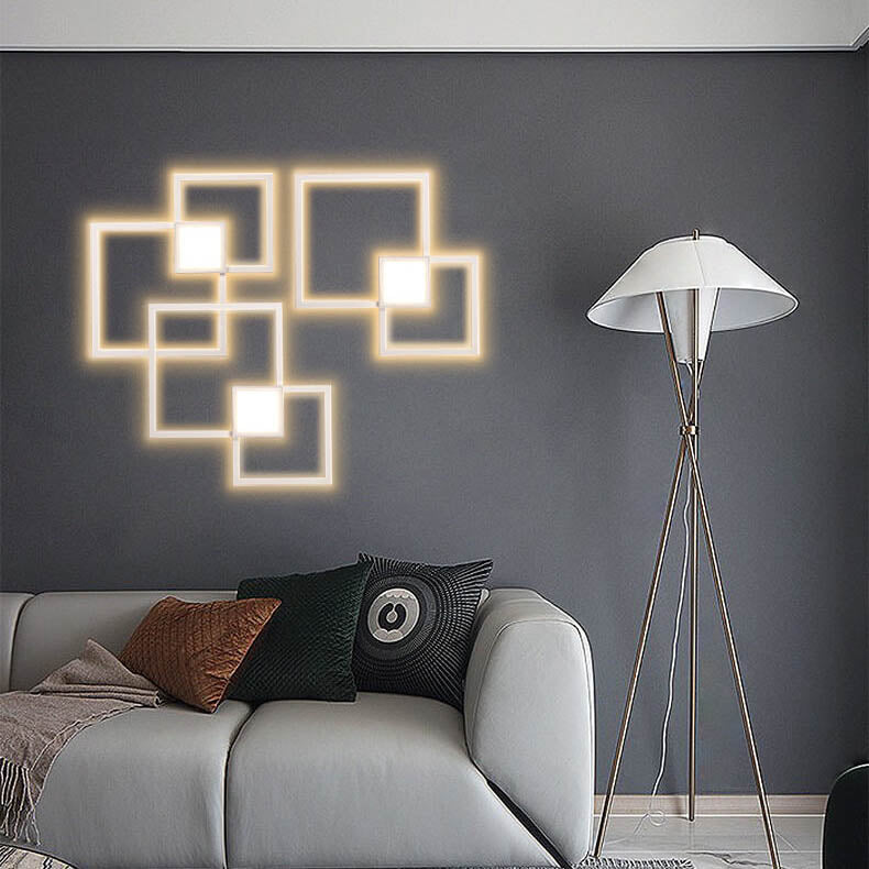 Grisaille Minimalist Square Aluminum Alloy LED Wall Sconce with Remote Dimming