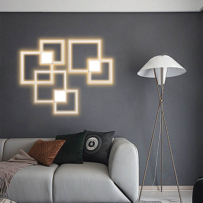 Grisaille Minimalist Square Aluminum Alloy LED Wall Sconce with Remote Dimming