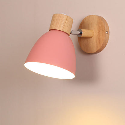 Yvonelle Minimalist Iron Wood Wall Sconce with Zipper Switch for Colorful Hallway Accent
