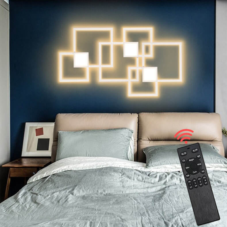 Grisaille Minimalist Square Aluminum Alloy LED Wall Sconce with Remote Dimming