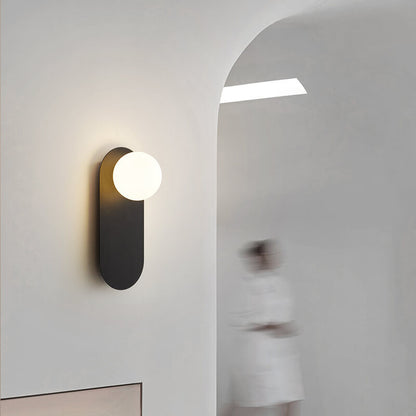 Elowen Minimalist Metal Ring Wall Sconce with Glass Shade for Hallway Lighting