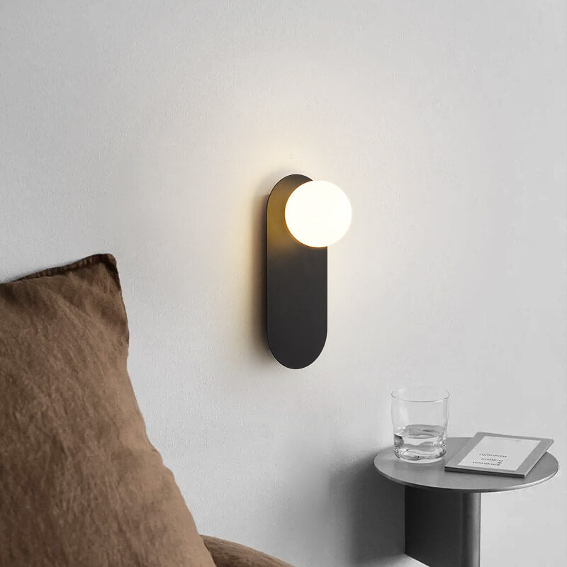Elowen Minimalist Metal Ring Wall Sconce with Glass Shade for Hallway Lighting
