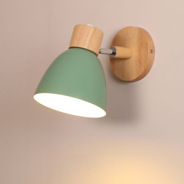Yvonelle Minimalist Iron Wood Wall Sconce with Zipper Switch for Colorful Hallway Accent