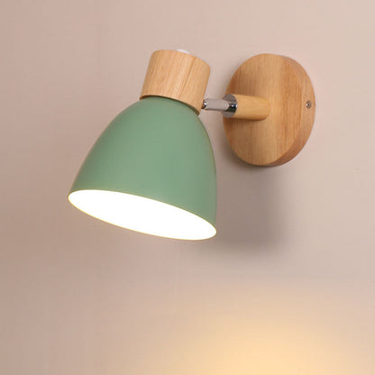 Yvonelle Minimalist Iron Wood Wall Sconce with Zipper Switch for Colorful Hallway Accent