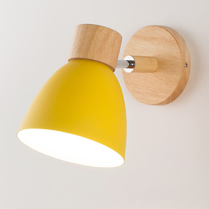 Yvonelle Minimalist Iron Wood Wall Sconce with Zipper Switch for Colorful Hallway Accent