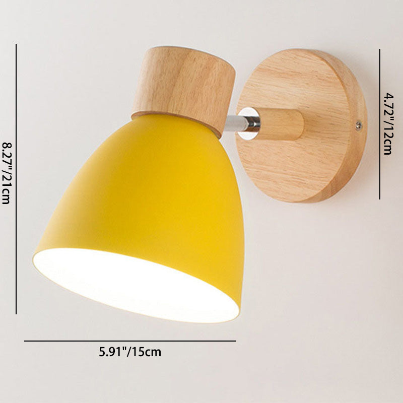 Yvonelle Minimalist Iron Wood Wall Sconce with Zipper Switch for Colorful Hallway Accent