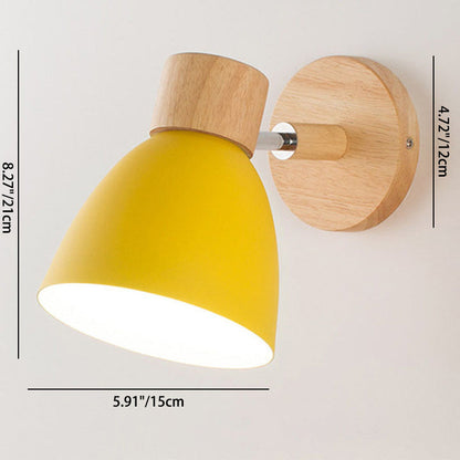 Yvonelle Minimalist Iron Wood Wall Sconce with Zipper Switch for Colorful Hallway Accent