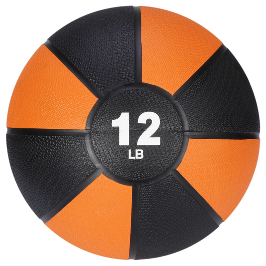 12 lb Medicine Ball with Textured Rubber Grip – Exercise Ball for Strength Training and Fitness Workouts, Orange/Black