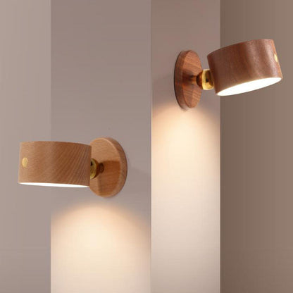 Sylvaine Modern Wood USB Rechargeable Magnetic LED Night Light Wall Sconce