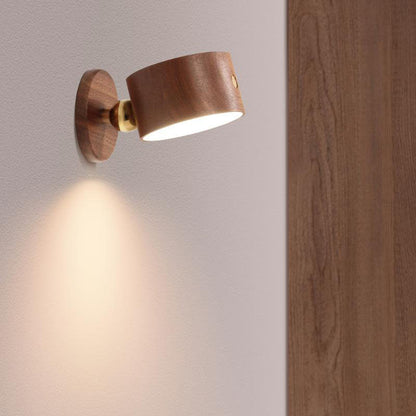 Sylvaine Modern Wood USB Rechargeable Magnetic LED Night Light Wall Sconce