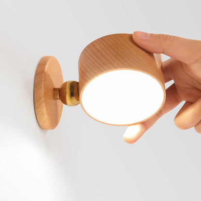 Sylvaine Modern Wood USB Rechargeable Magnetic LED Night Light Wall Sconce