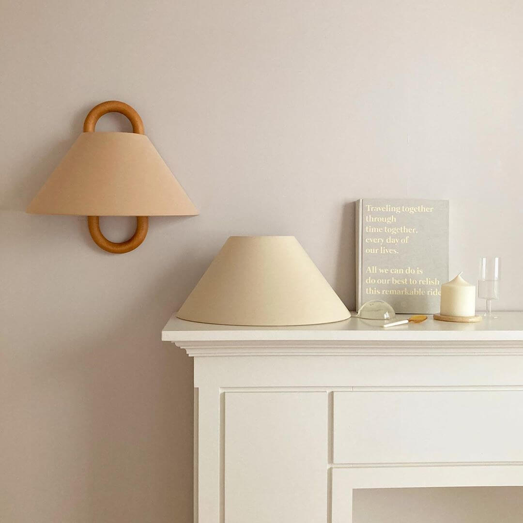 Halcyra Modern Beechwood Fabric Shade Wall Sconce for Hallway and Stairwell Lighting